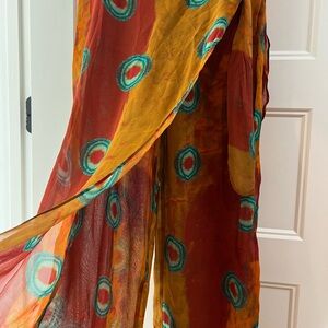 Zara Vibrant Wide-Leg Pants in Red and Orange